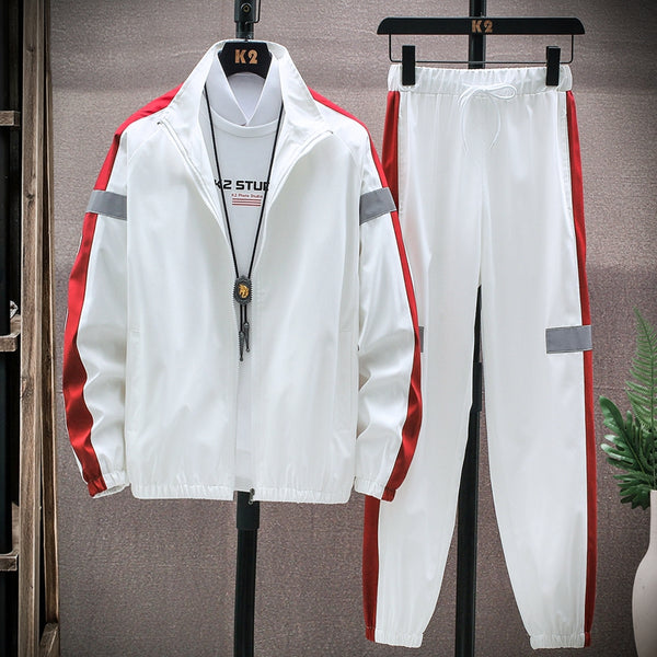 New Men Tracksuit Casual Harajuku Sets Men&#39;s Sportswear Jogging Sports Suit Hip Hop Streetwear Jacket+Pants Two Piece Outfit Set