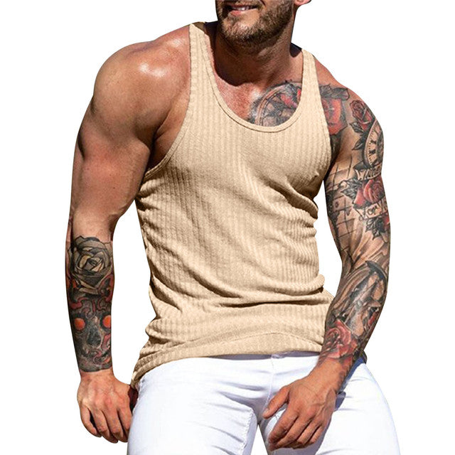 Ribbed Tank Top Men Vest Summer Casual Sport Sleeveless Shirt Vest Fashion Bodybuilding Tee Man Gym Workout Clothing Ropa Hombre