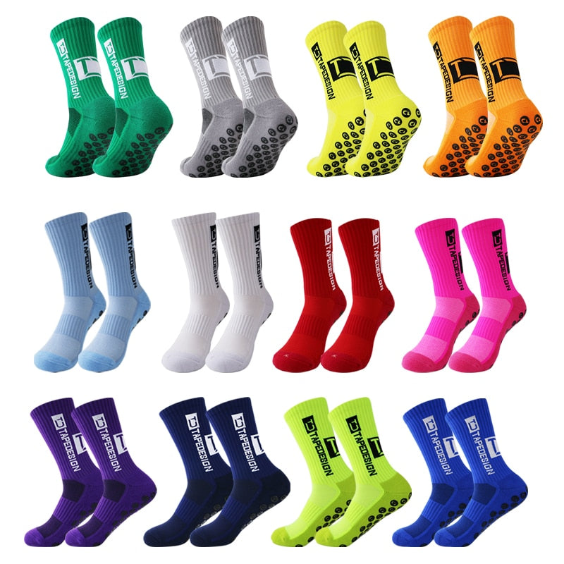 New ANTI SLIP Football Socks Mid Calf Non Slip Soccer Cycling Sports Socks  Mens