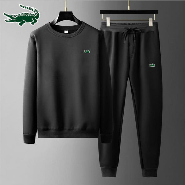 2023 New high-quality men's leisure sports round neck hoodless sweater pullover+outdoor running pants set