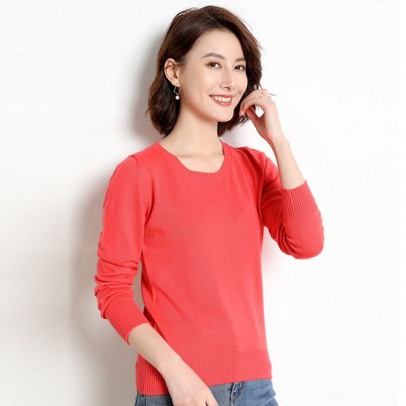 Women Sweater O-neck Autumn Winter Basic Pullover Warm Casual Woman Jumpers Korean Fashion Spring Knitted Bottoming Shirt 2022