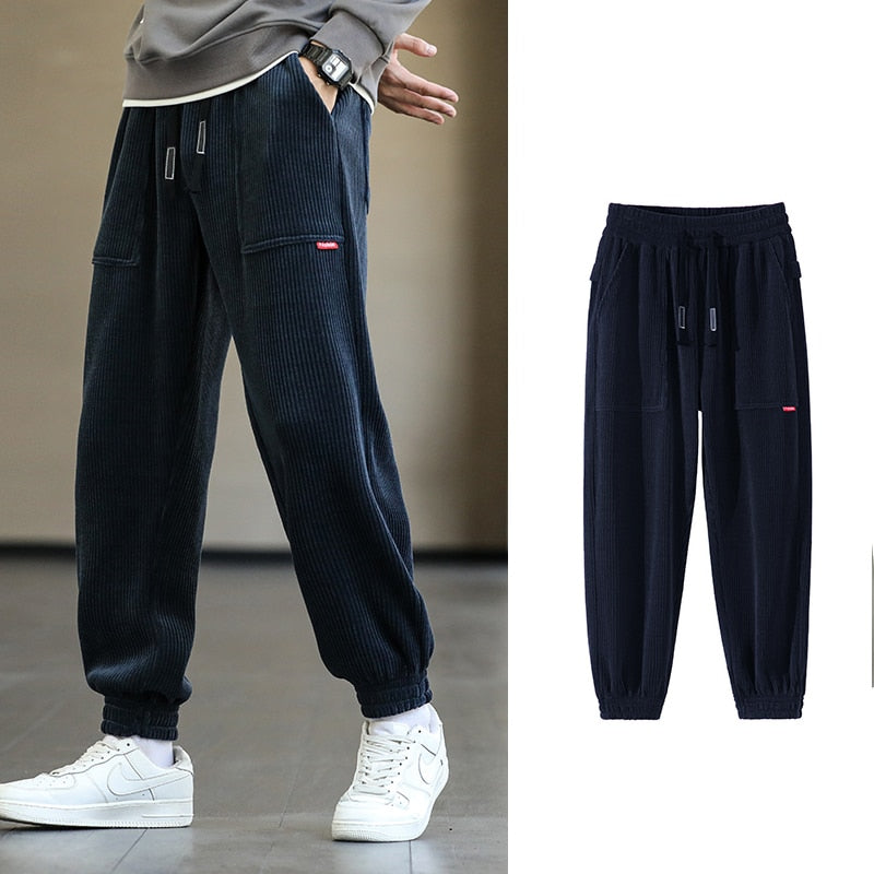 2022 New Autumn Winter Corduroy Sweatpants Men Baggy