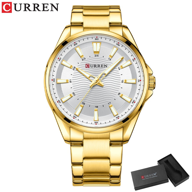 CURREN Classic Simple Stainless Steel Quartz Wristwatches Fashion Brand Men's Watches with Luminous Hands