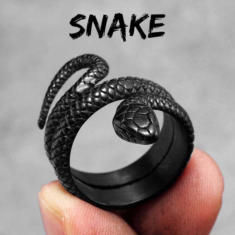 Golden Snake Animal Stainless Steel Mens Rings Punk Hip Hop Unique Trendy For Male Boyfriend Jewelry Creativity Gift Wholesale