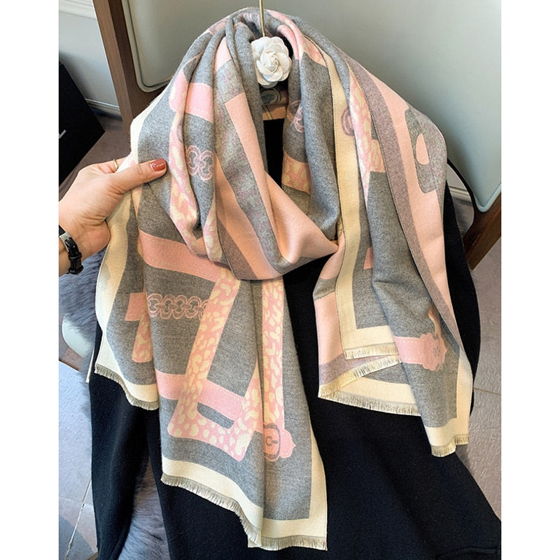 Luxury Winter Cashmere Scarf Women 2022 Design Warm Pashmina Blanket Horse Scarves Female Shawl Wraps Thick Foulard Bufanda