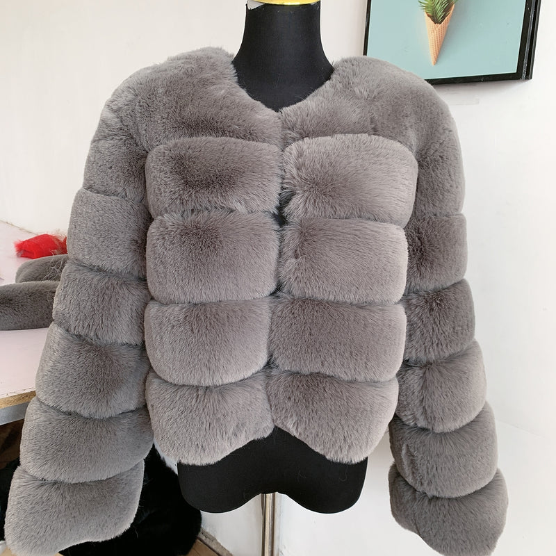 Women's Fashion faux fur coat super hot Autumn Winter women short Faux fox fur fluffy jacket high quality 7xl Ladies furry coats