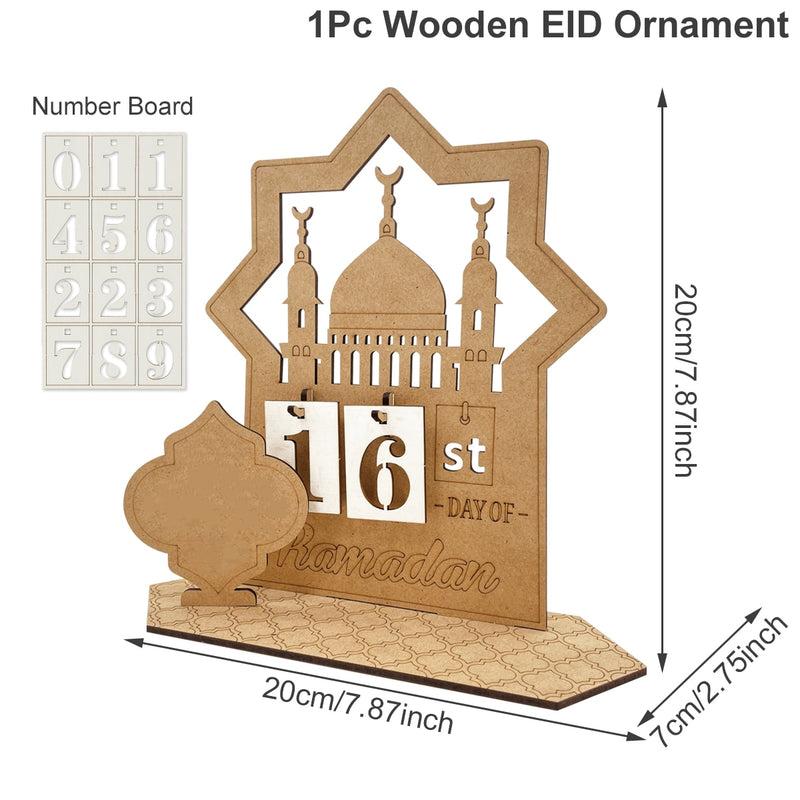 Ramadan Countdown Calendar Eid Mubarak Wooden Ornament 2023 Ramadan Decoration for Home Islam Muslim Party Decor Ramadan Kareem