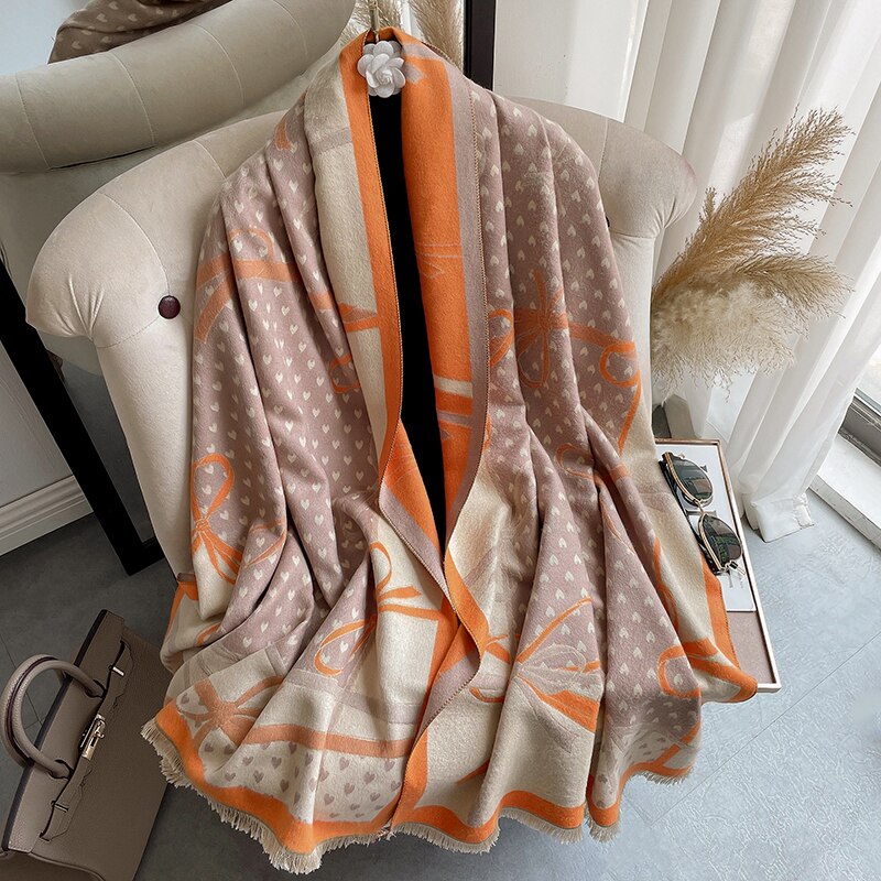 Women's Warm Double-Sided Thick Foulard Lady Fashion Bandana Female Pashmina