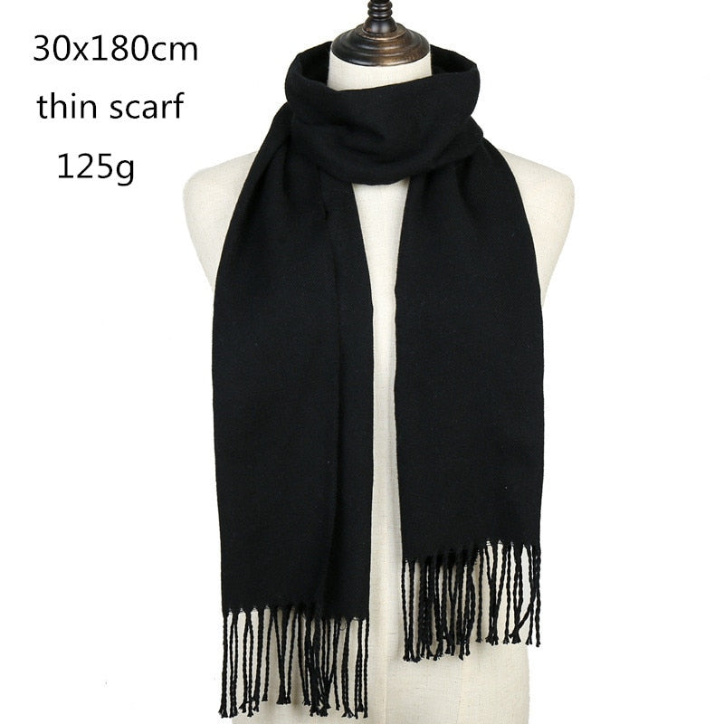 Luxury Cashmere Bright Solid Colors Women Scarf Winter Shawl and Wrap Bandana Pashmina Tassel Female Foulard Thick Blanket