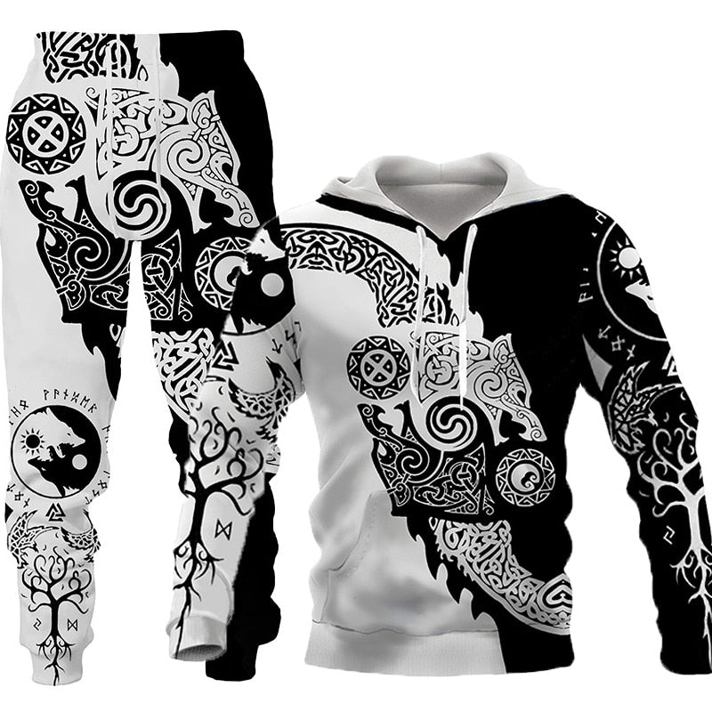 Wolf 3d Printed Hoodie Pants Suit Male Autumn and Winter Casual Sweashirt Pullover Men Tracksuit Set Fashion Men's Clothing Suit