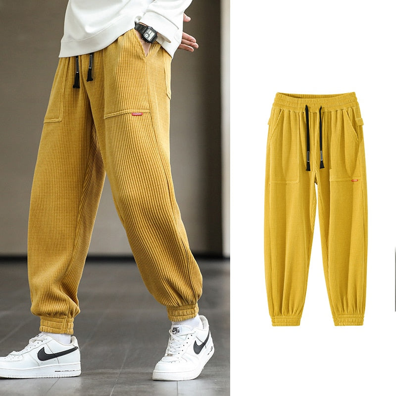 2022 New Autumn Winter Corduroy Sweatpants Men Baggy