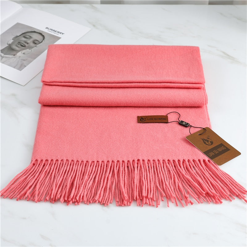 Winter Cashmere Scarf Women Thick Warm Pashmina Shawls Wraps