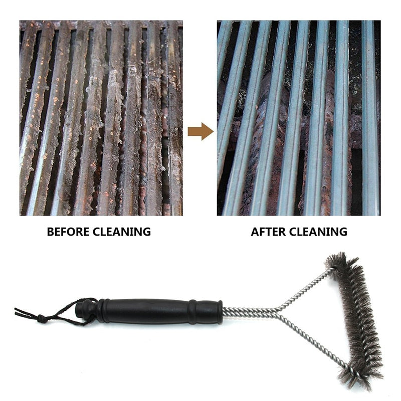 Stainless Steel Bristles Non-stick Cleaning Brushes Barbecue Accessories