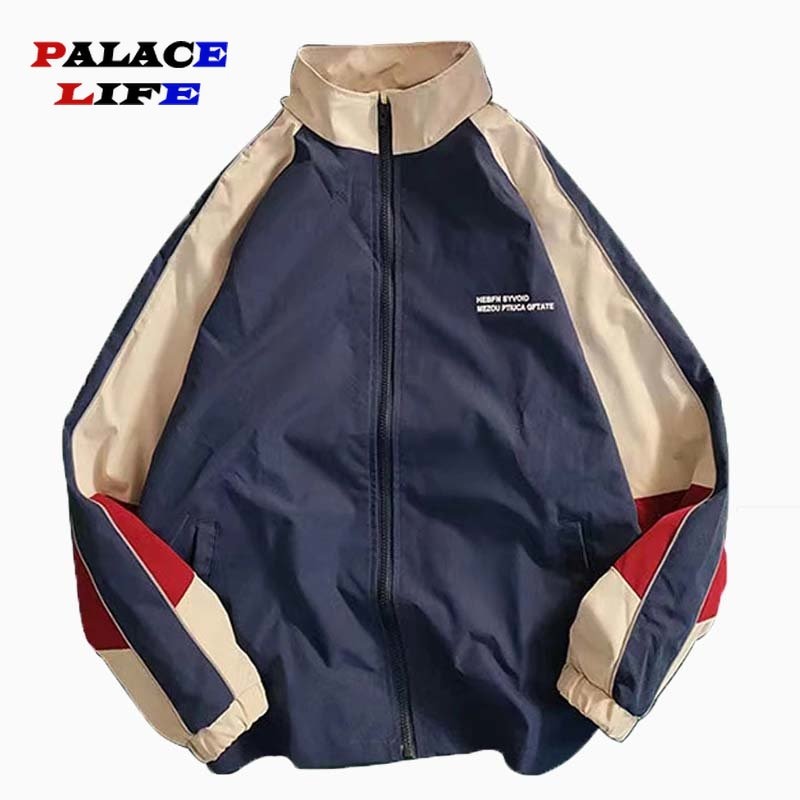 Hip Hop Mens Windbreaker Jacket Spring Patchwork Color Block Sportswear Coats Women Fashion Loose Thin College Jackets 2022