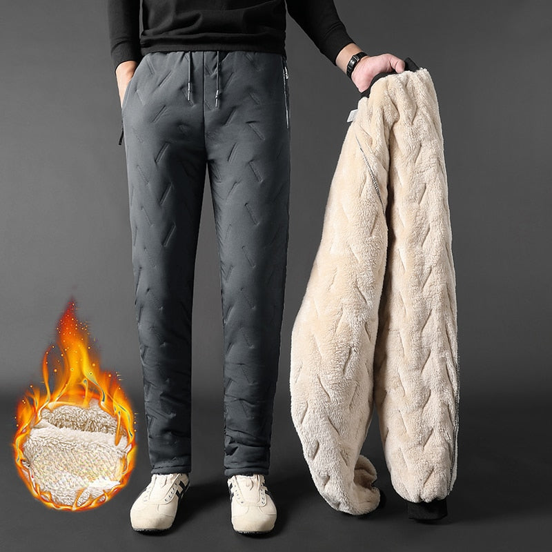 2022 Men's Winter Pants Thick Warm Sweats Thermal Lined Jogger Fleece Pants Big Trouser Male