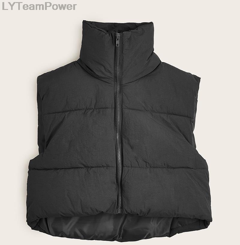 Puffy Vest Women Zip Up Stand Collar Sleeveless oversized Lightweight Padded Cropped Puffer Quilted Vest Winter Warm Coat Jacket