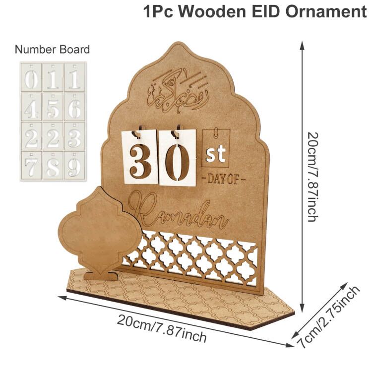 Ramadan Countdown Calendar Eid Mubarak Wooden Ornament 2023 Ramadan Decoration for Home Islam Muslim Party Decor Ramadan Kareem