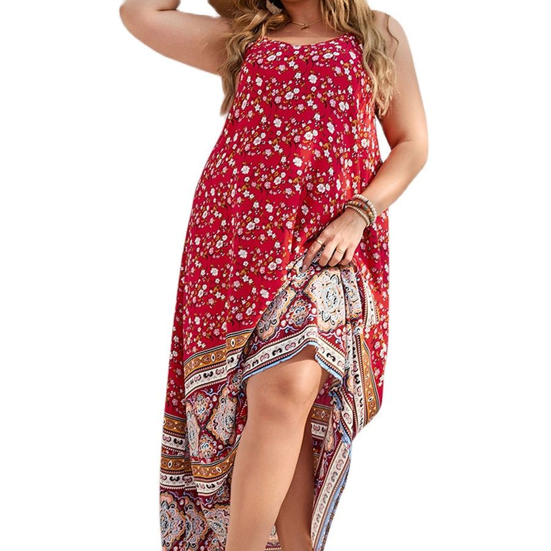 Finjani Ditsy Floral Maxi Cami Dress Backless Plus Size Women Summer Elegant Large Hem Beach Dresses