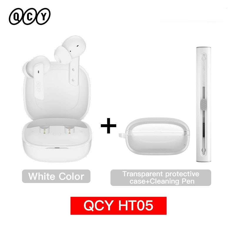 QCY HT05 ANC Wireless Earphone 40dB Noise Cancelling Bluetooth 5.2 Headphone 6 Mic ENC HD Call TWS Earbuds Transparency Mode