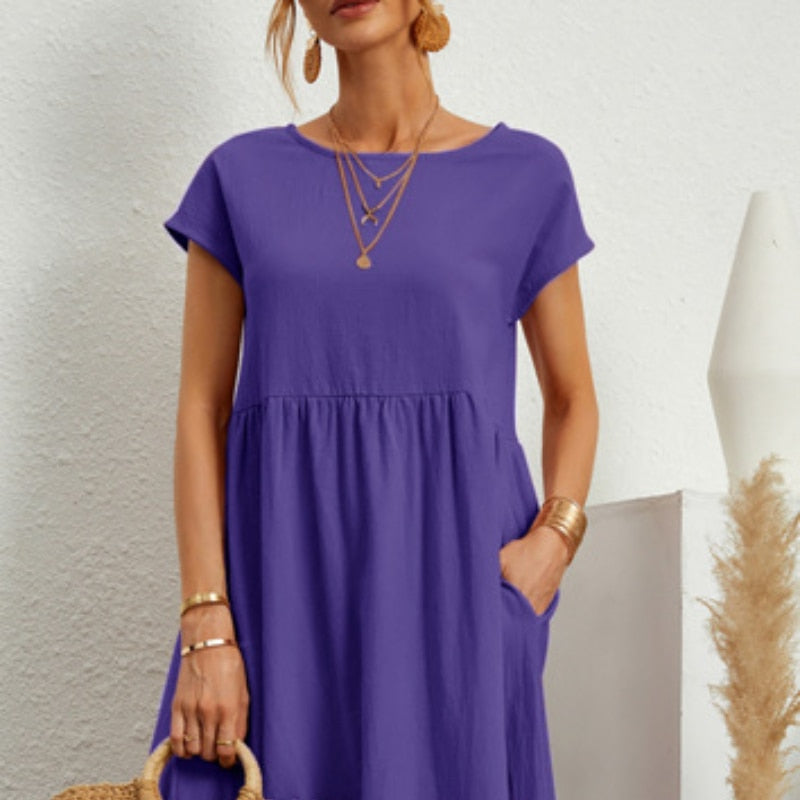 Elegant bodycon sexy cotton Women's dress for women 2022 summer A-line short sleeve boho midi dresses woman robe femme ladies