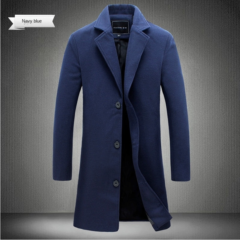 2022 Autumn and Winter Long Cotton Coat New Wool Blend