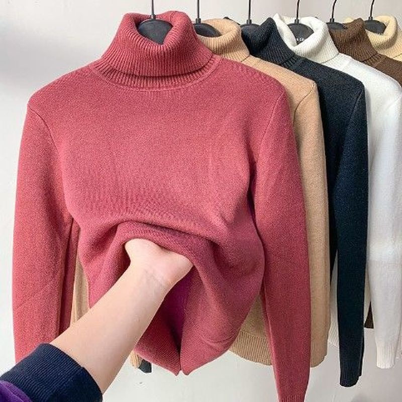 Turtle Neck Winter Sweater Women Elegant Thick Warm Female Knitted Pullover Loose Basic Knitwear Jumper Drop Shipping