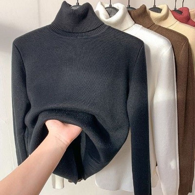 Turtle Neck Winter Sweater Women Elegant Thick Warm Female Knitted Pullover Loose Basic Knitwear Jumper Drop Shipping