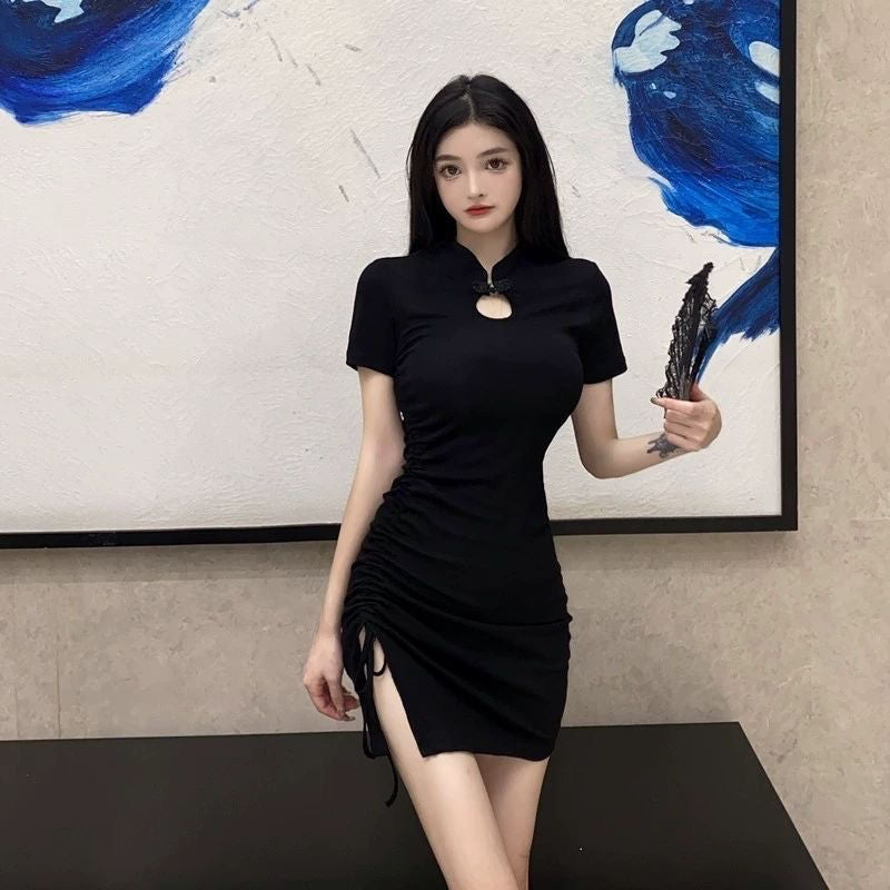 2023 New Vintage Black Bandage Sexy Dress