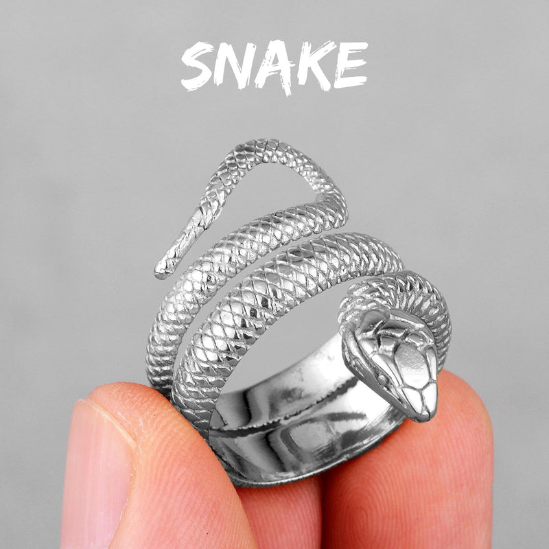 Golden Snake Animal Stainless Steel Mens Rings Punk Hip Hop Unique Trendy For Male Boyfriend Jewelry Creativity Gift Wholesale