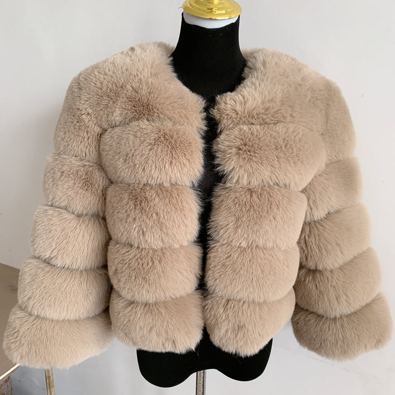 Women's Fashion faux fur coat super hot Autumn Winter women short Faux fox fur fluffy jacket high quality 7xl Ladies furry coats