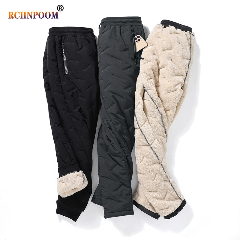 Winter Lambswool Warm Thicken Sweatpants Men Fashion Joggers Water Proof Casual Pants Men Brand Plus Fleece Plus Size Trousers