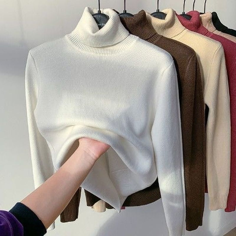 Turtle Neck Winter Sweater Women Elegant Thick Warm Female Knitted Pullover Loose Basic Knitwear Jumper Drop Shipping