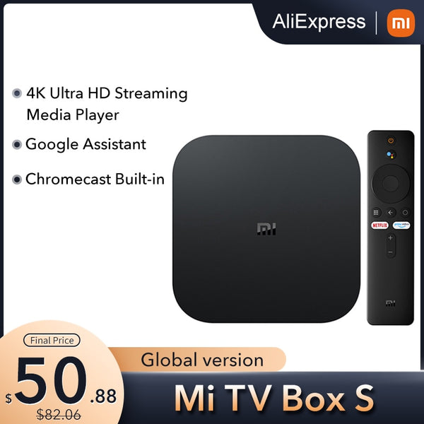 Original Xiaomi Mi TV Box S 4K Android 8.1 HDR 2G 8G WiFi BT4.2 Google Cast Netflix Smart TV Box Media Player Global Version