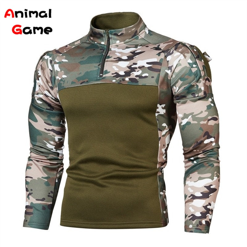 Mens  Sweaters Men  Uniform Camouflage Zippers Sweatsuits US Army Clothes Camo Long Sleeve Shirt