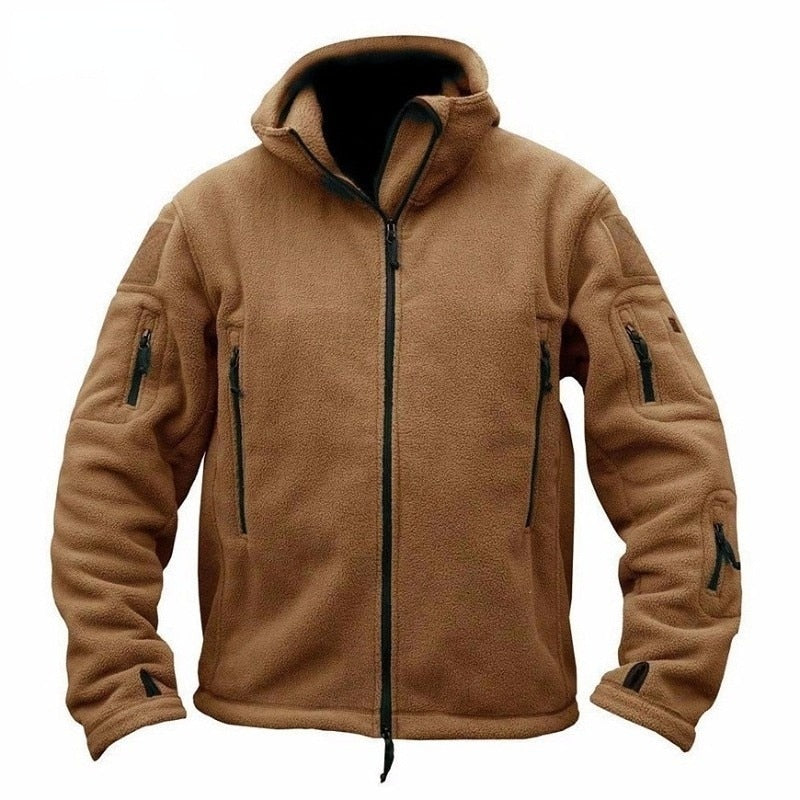 Men Jacket Winter Thermal Fleece Zip Up Outdoors Sports Hooded Coats Windproof Hiking Outdoor Army Jackets