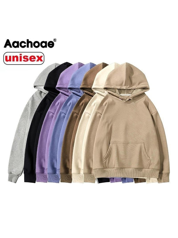 Aachoae Women Couple Hoodies Sweatshirt Fleece 100% Cotton Tracksuit Sports Sweatshirt 2022 Winter Japanese Casual Loose Jumper