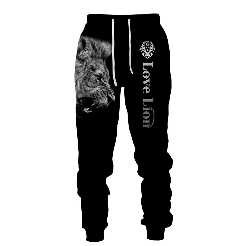 Autumn and Winter Men's Tracksuit 3D The Lion Print Zipper Hoodies Sweatshirts Pants Sets Casual Mens Clothing Women's Tracksuit