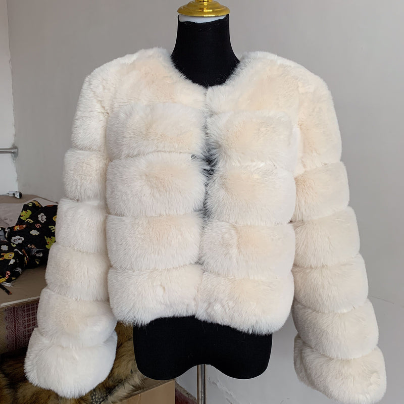 Women's Fashion faux fur coat super hot Autumn Winter women short Faux fox fur fluffy jacket high quality 7xl Ladies furry coats