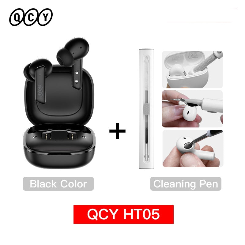 QCY HT05 ANC Wireless Earphone 40dB Noise Cancelling Bluetooth 5.2 Headphone 6 Mic ENC HD Call TWS Earbuds Transparency Mode