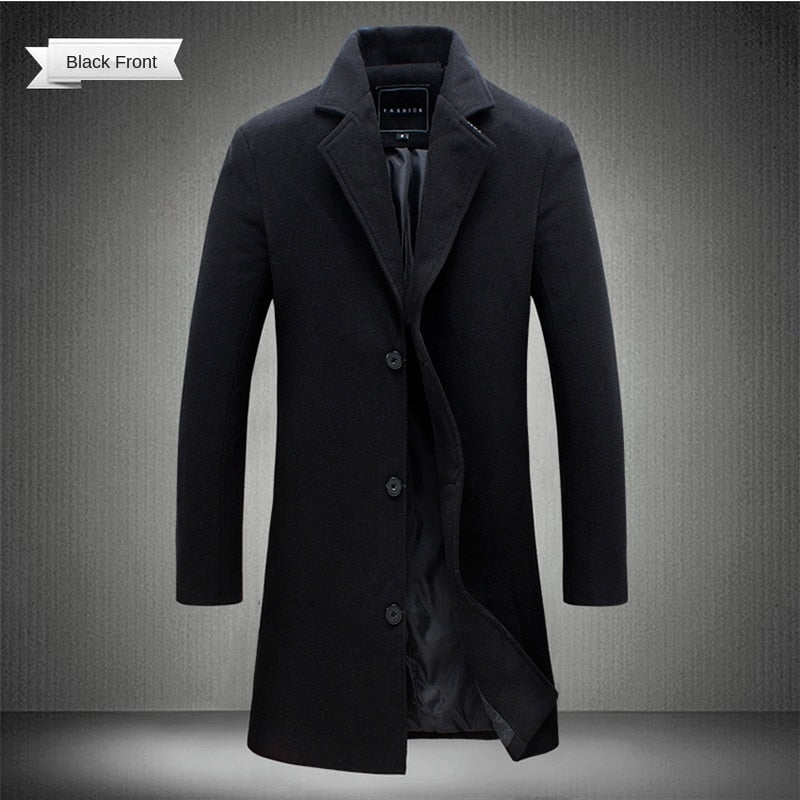 2022 Autumn and Winter Long Cotton Coat New Wool Blend