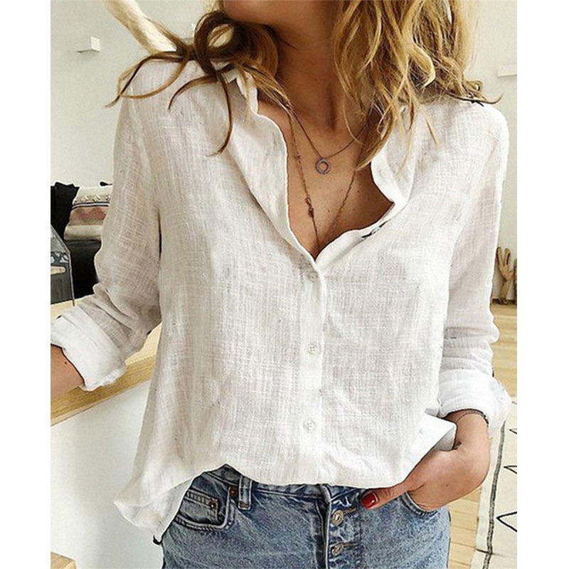 Leisure White Yellow Shirts Button Lapel Cardigan Top Lady Loose Long Sleeve Oversized Shirt Womens Blouses Autumn Blusas Mujer