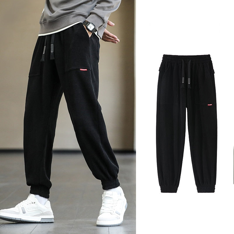 2022 New Autumn Winter Corduroy Sweatpants Men Baggy