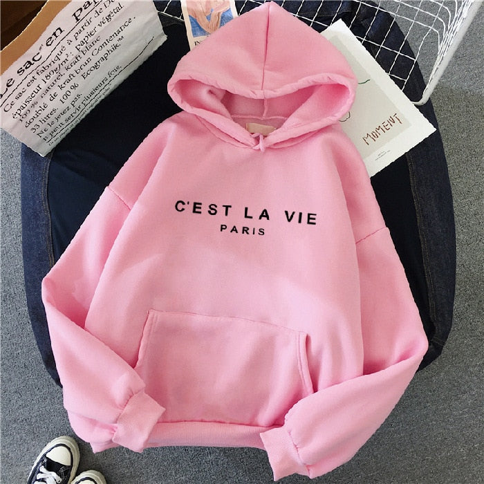 Streetwear Hoodies Letter Printed Women Sweatshirt Autumn Winter Long Sleeve Harajuku Pullovers Hooded Sweater sudadera mujer