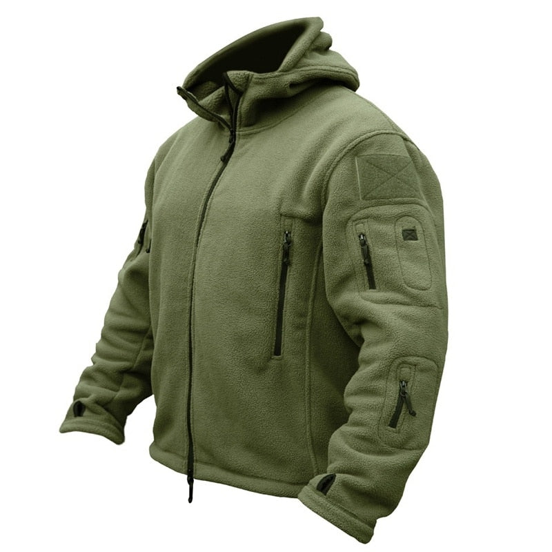 Men Jacket Winter Thermal Fleece Zip Up Outdoors Sports Hooded Coats Windproof Hiking Outdoor Army Jackets