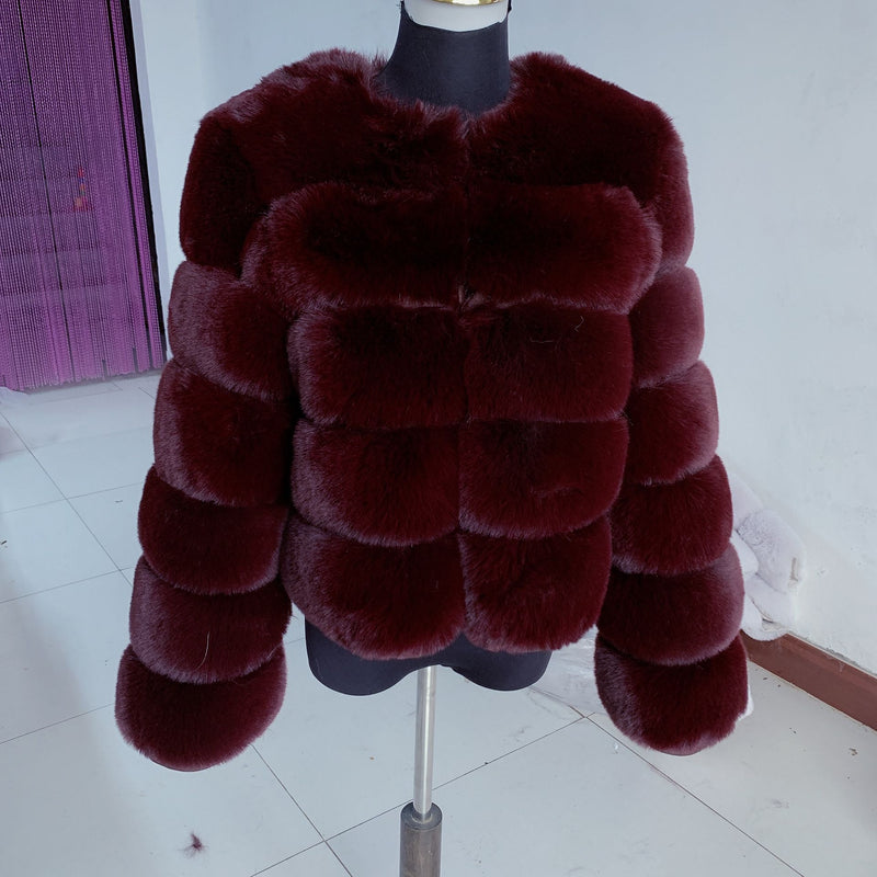 Women's Fashion faux fur coat super hot Autumn Winter women short Faux fox fur fluffy jacket high quality 7xl Ladies furry coats