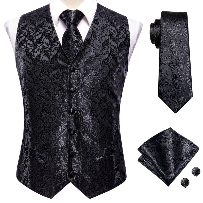 Hi-Tie 20 Color Silk Men's Vests and Tie Business Formal Dresses Slim Vest 4PC Hanky cufflinks for Suit Blue Paisley Waistcoat