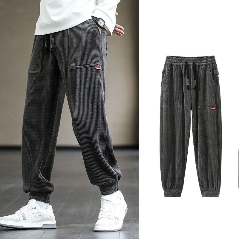 2022 New Autumn Winter Corduroy Sweatpants Men Baggy