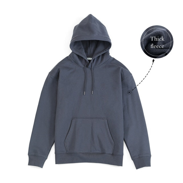 SIMWOOD 2023 Spring New New Hooded Hoodies Men Thick 360g Fabric Solid Basic Sweatshirts Quality Jogger Texture Pullovers