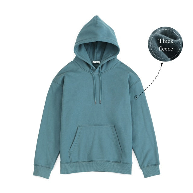 SIMWOOD 2023 Spring New New Hooded Hoodies Men Thick 360g Fabric Solid Basic Sweatshirts Quality Jogger Texture Pullovers