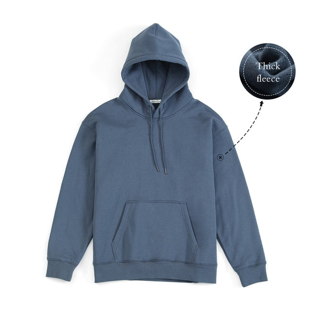 SIMWOOD 2023 Spring New New Hooded Hoodies Men Thick 360g Fabric Solid Basic Sweatshirts Quality Jogger Texture Pullovers